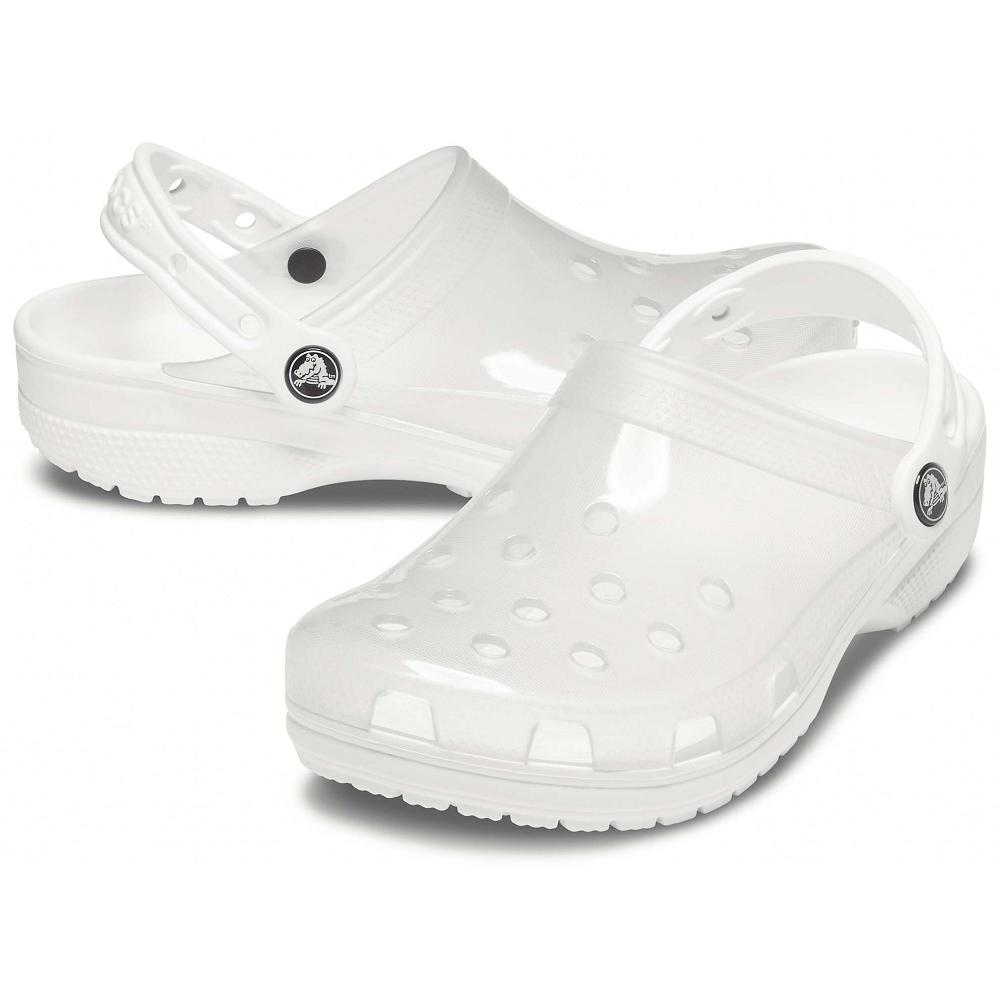 White Women's Crocs Classic Translucent Clogs | NZ 0082RVDW